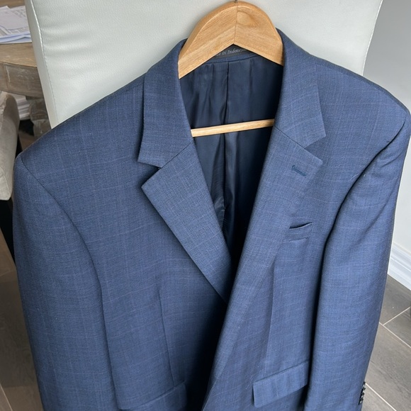 Michael Kors Wool Single Breast Two Button Blue Blazer Light Plaid Men size 44R - Picture 10 of 14